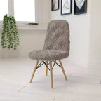 Shaggy Faux Fur Accent Chair with Beechwood Base - Retro Contemporary Style