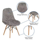 Shaggy Faux Fur Accent Chair with Beechwood Base - Retro Contemporary Style