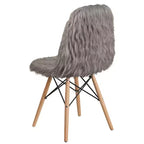 Shaggy Faux Fur Accent Chair with Beechwood Base - Retro Contemporary Style