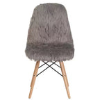 Shaggy Faux Fur Accent Chair with Beechwood Base - Retro Contemporary Style