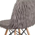 Shaggy Faux Fur Accent Chair with Beechwood Base - Retro Contemporary Style