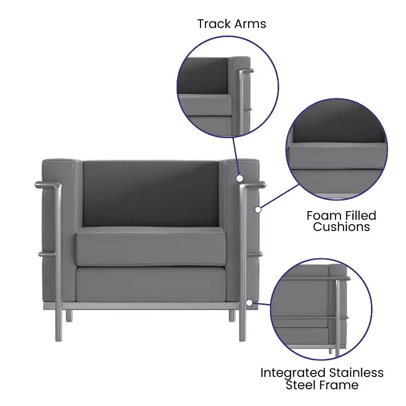 Contemporary LeatherSoft Chair with Double Bar Encasing Frame - 550 lb Capacity