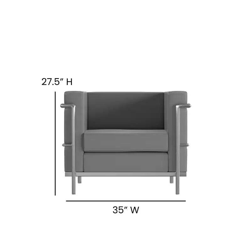 Contemporary LeatherSoft Chair with Double Bar Encasing Frame - 550 lb Capacity