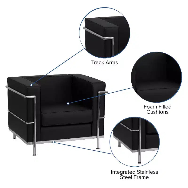 Contemporary LeatherSoft Chair with Double Bar Encasing Frame - 550 lb Capacity