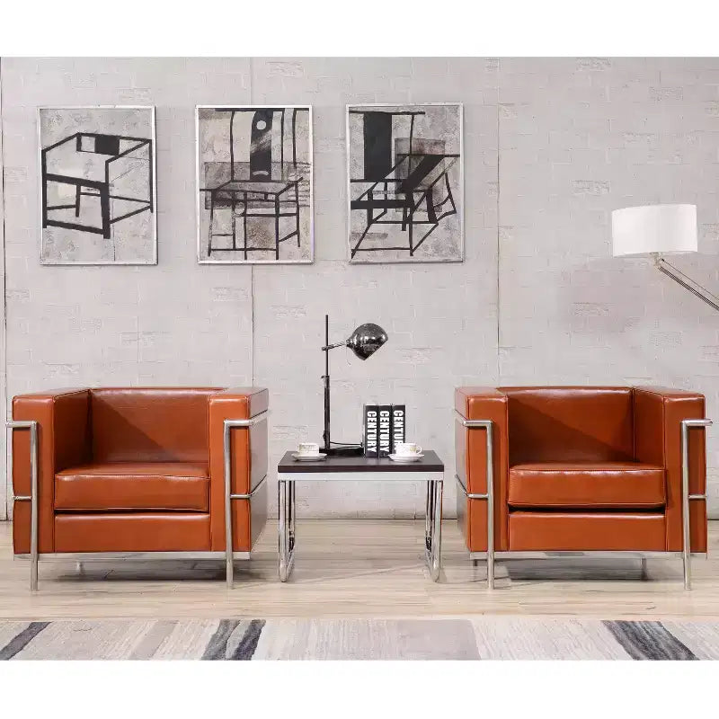 Contemporary LeatherSoft Chair with Double Bar Encasing Frame - 550 lb Capacity