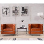 Contemporary LeatherSoft Chair with Double Bar Encasing Frame - 550 lb Capacity