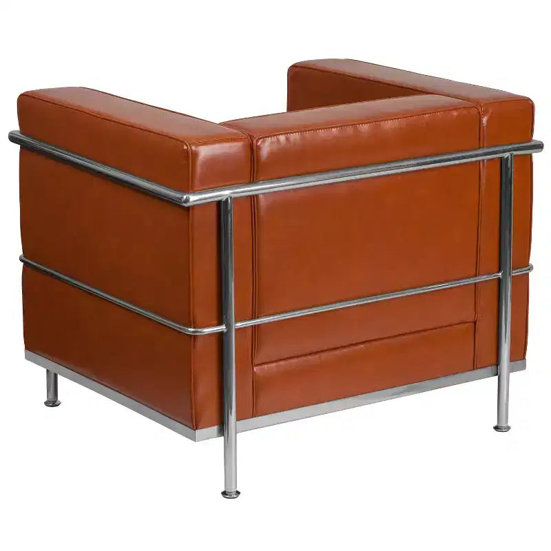 Contemporary LeatherSoft Chair with Double Bar Encasing Frame - 550 lb Capacity