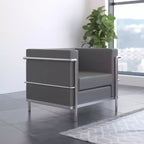 Contemporary LeatherSoft Chair with Double Bar Encasing Frame - 550 lb Capacity