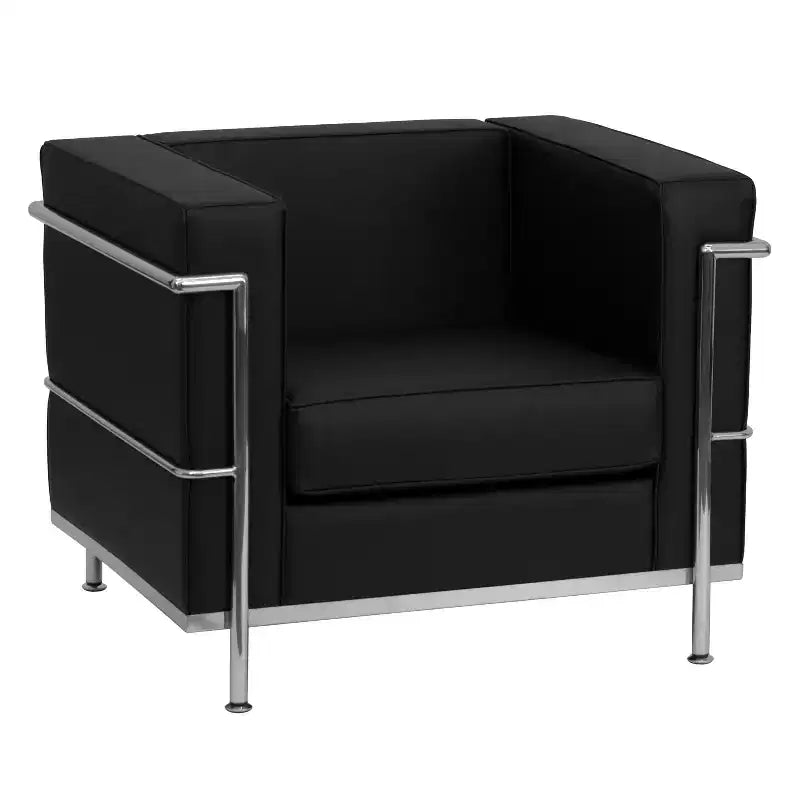 Contemporary LeatherSoft Chair with Double Bar Encasing Frame - 550 lb Capacity