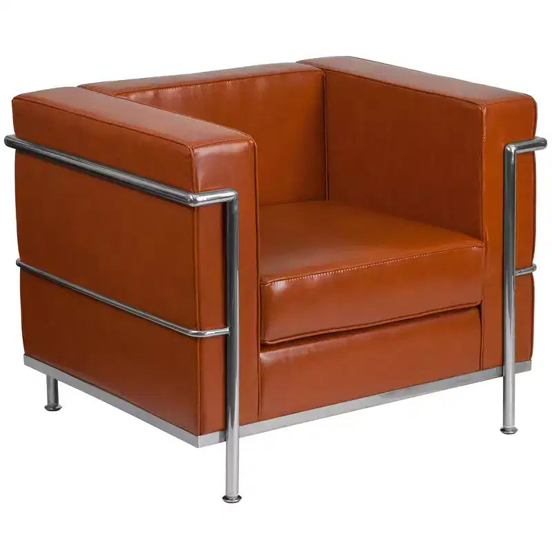 Contemporary LeatherSoft Chair with Double Bar Encasing Frame - 550 lb Capacity