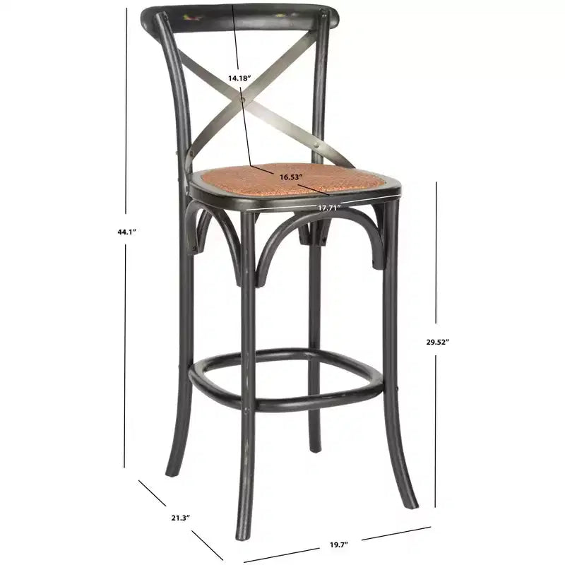 X-Back Bar Stool - Antique White Birch Wood, 44.1"H, 290 lb Capacity