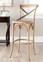 X-Back Bar Stool - Antique White Birch Wood, 44.1"H, 290 lb Capacity