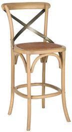 X-Back Bar Stool - Antique White Birch Wood, 44.1"H, 290 lb Capacity