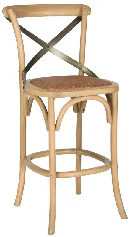 X-Back Bar Stool - Antique White Birch Wood, 44.1"H, 290 lb Capacity