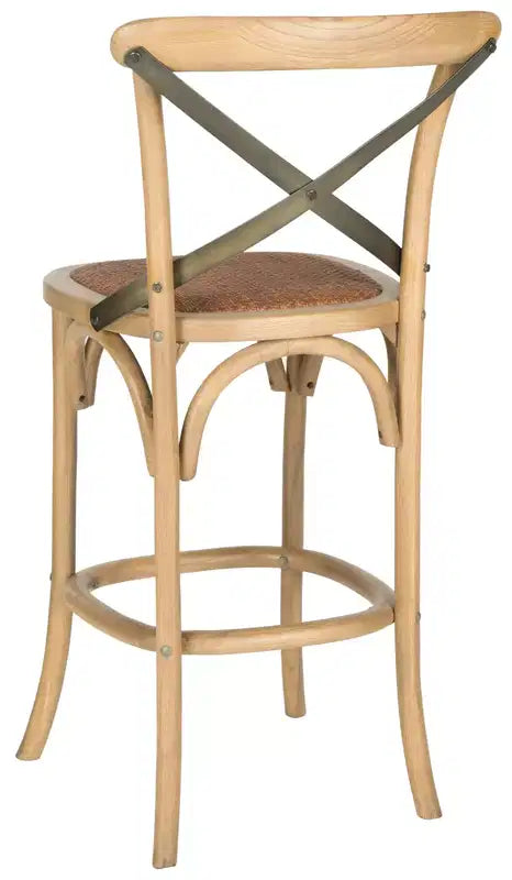 X-Back Bar Stool - Antique White Birch Wood, 44.1"H, 290 lb Capacity