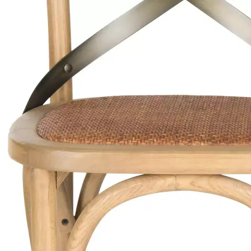 X-Back Bar Stool - Antique White Birch Wood, 44.1"H, 290 lb Capacity