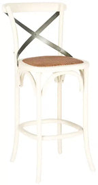 X-Back Bar Stool - Antique White Birch Wood, 44.1"H, 290 lb Capacity