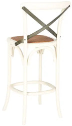 X-Back Bar Stool - Antique White Birch Wood, 44.1"H, 290 lb Capacity