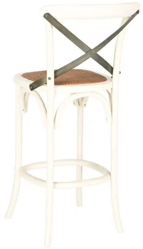 X-Back Bar Stool - Antique White Birch Wood, 44.1"H, 290 lb Capacity