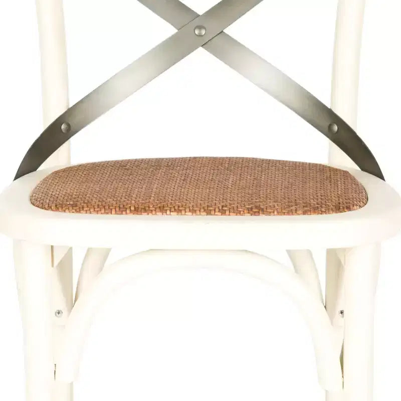 X-Back Bar Stool - Antique White Birch Wood, 44.1"H, 290 lb Capacity
