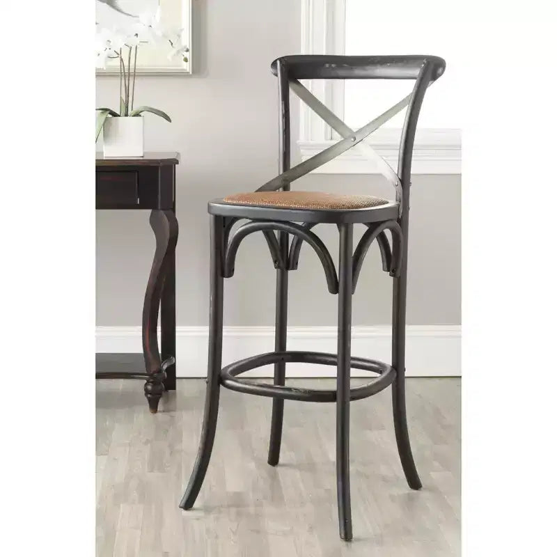 X-Back Bar Stool - Antique White Birch Wood, 44.1"H, 290 lb Capacity