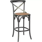 X-Back Bar Stool - Antique White Birch Wood, 44.1"H, 290 lb Capacity