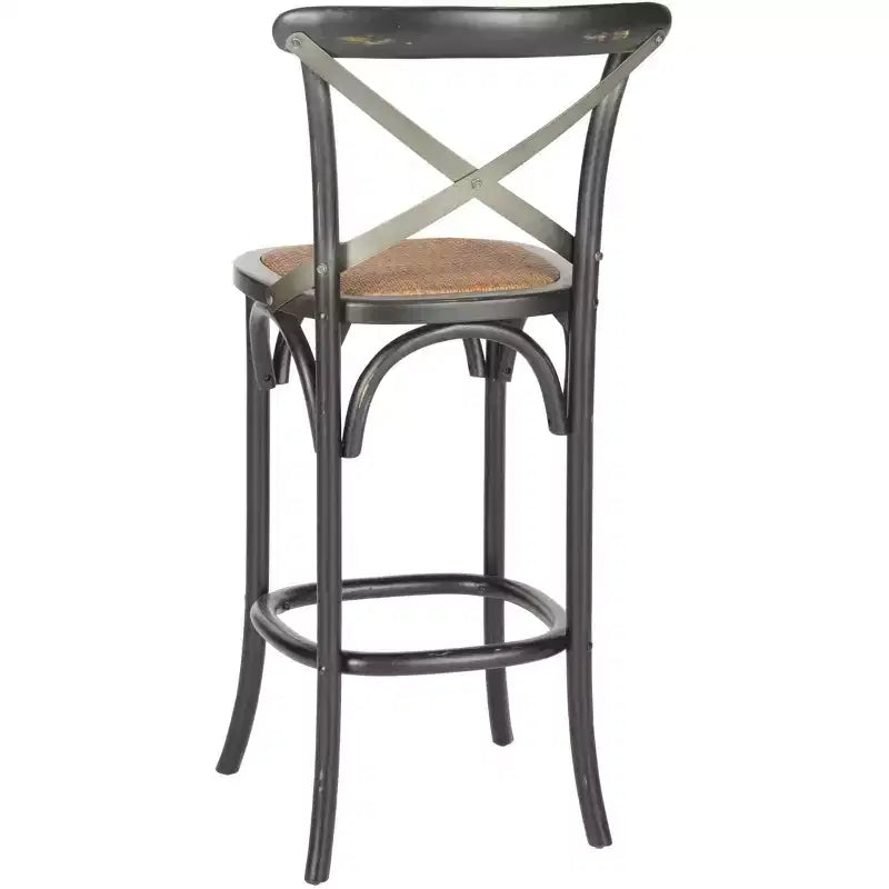 X-Back Bar Stool - Antique White Birch Wood, 44.1"H, 290 lb Capacity