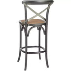 X-Back Bar Stool - Antique White Birch Wood, 44.1"H, 290 lb Capacity