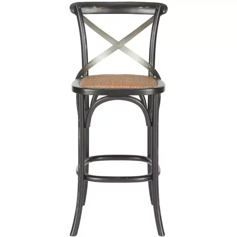 X-Back Bar Stool - Antique White Birch Wood, 44.1"H, 290 lb Capacity