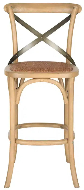 X-Back Bar Stool - Antique White Birch Wood, 44.1"H, 290 lb Capacity