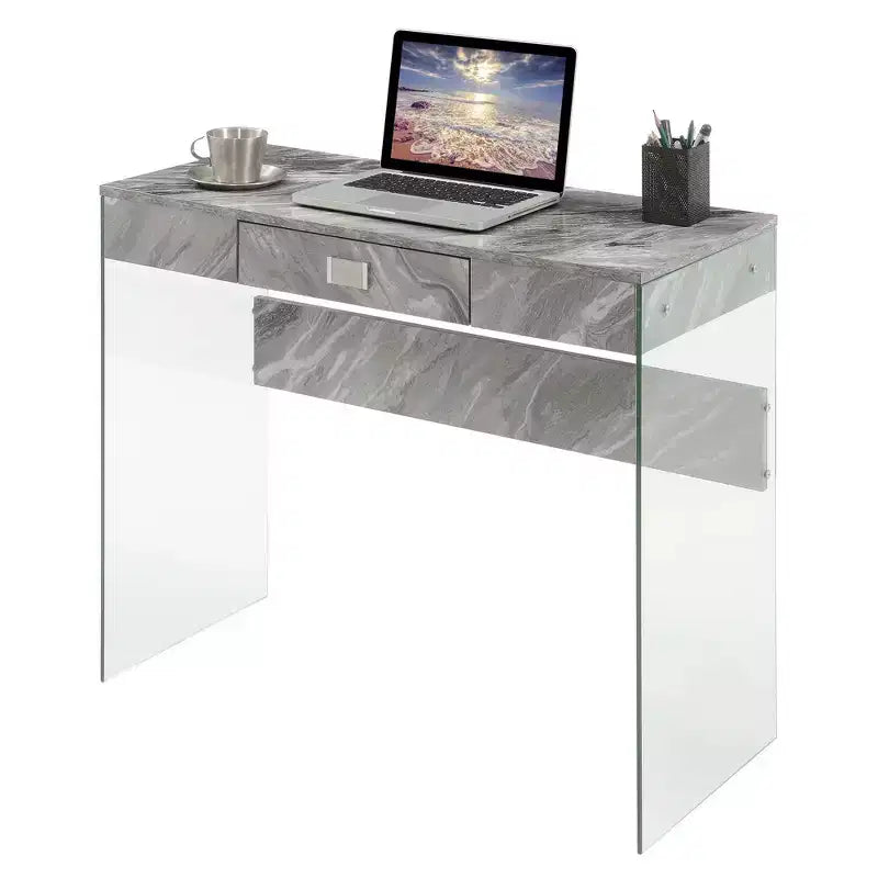 36" Glass Top Desk with Drawer - 30"H x 15.75"D