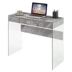 36" Glass Top Desk with Drawer - 30"H x 15.75"D