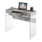 36" Glass Top Desk with Drawer - 30"H x 15.75"D
