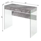 36" Glass Top Desk with Drawer - 30"H x 15.75"D