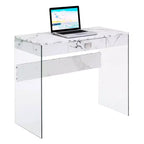 36" Glass Top Desk with Drawer - 30"H x 15.75"D