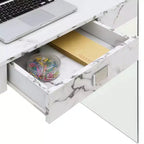 36" Glass Top Desk with Drawer - 30"H x 15.75"D