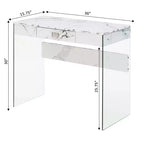 36" Glass Top Desk with Drawer - 30"H x 15.75"D