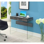 36" Glass Top Desk with Drawer - 30"H x 15.75"D