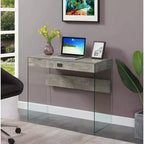 36" Glass Top Desk with Drawer - 30"H x 15.75"D