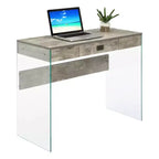 36" Glass Top Desk with Drawer - 30"H x 15.75"D