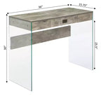 36" Glass Top Desk with Drawer - 30"H x 15.75"D