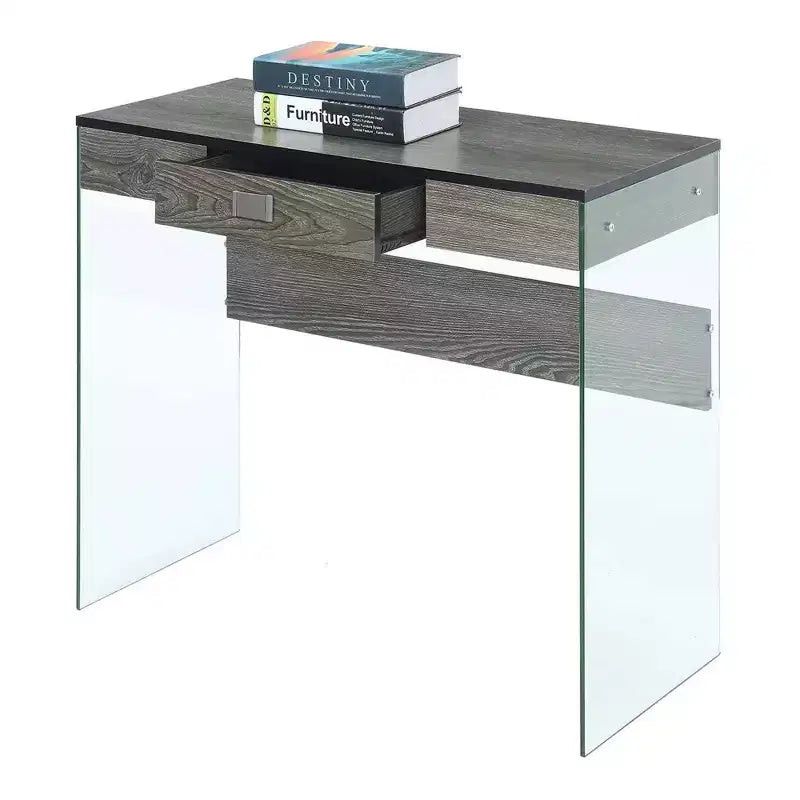 36" Glass Top Desk with Drawer - 30"H x 15.75"D