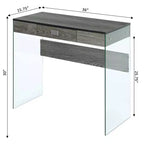 36" Glass Top Desk with Drawer - 30"H x 15.75"D