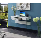 36" Glass Top Desk with Drawer - 30"H x 15.75"D