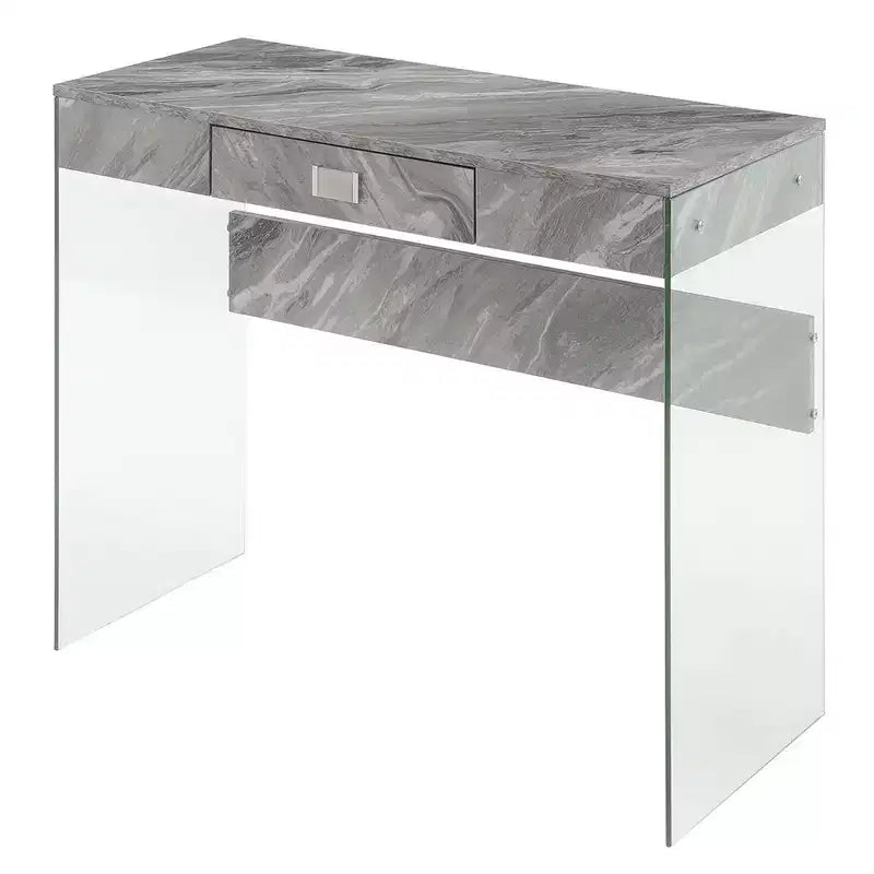 36" Glass Top Desk with Drawer - 30"H x 15.75"D
