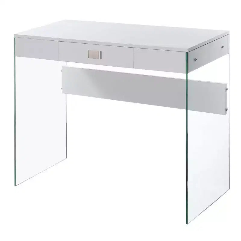 36" Glass Top Desk with Drawer - 30"H x 15.75"D