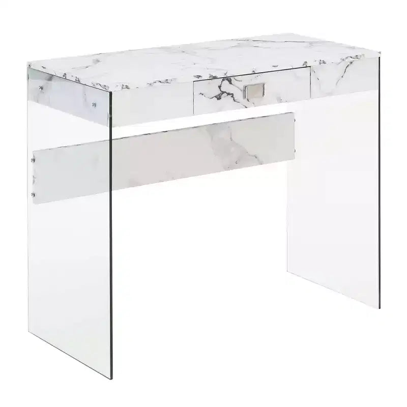 36" Glass Top Desk with Drawer - 30"H x 15.75"D