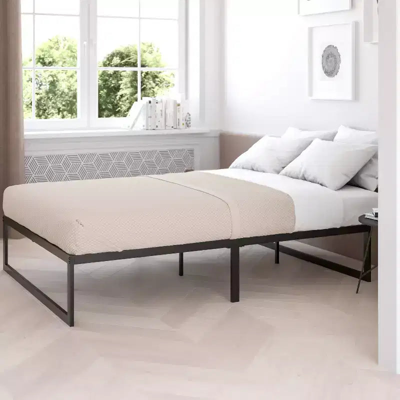 14" Twin Metal Platform Bed Frame with Steel Slat Support - No Box Spring Needed