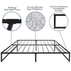 14" Twin Metal Platform Bed Frame with Steel Slat Support - No Box Spring Needed