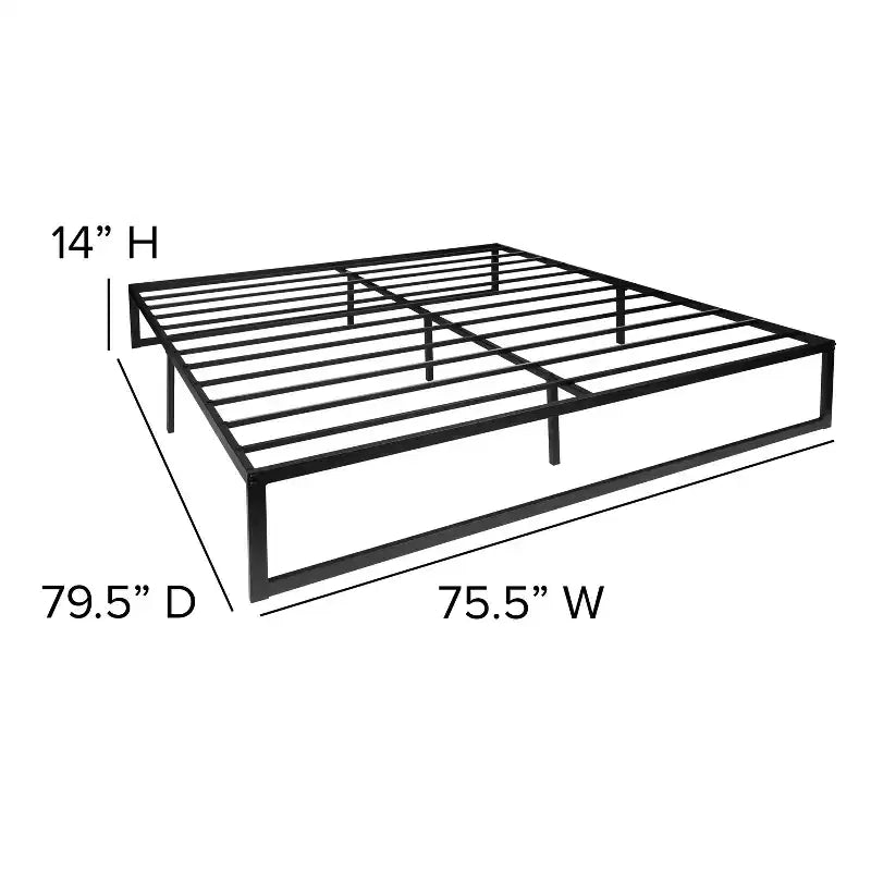 14" Twin Metal Platform Bed Frame with Steel Slat Support - No Box Spring Needed